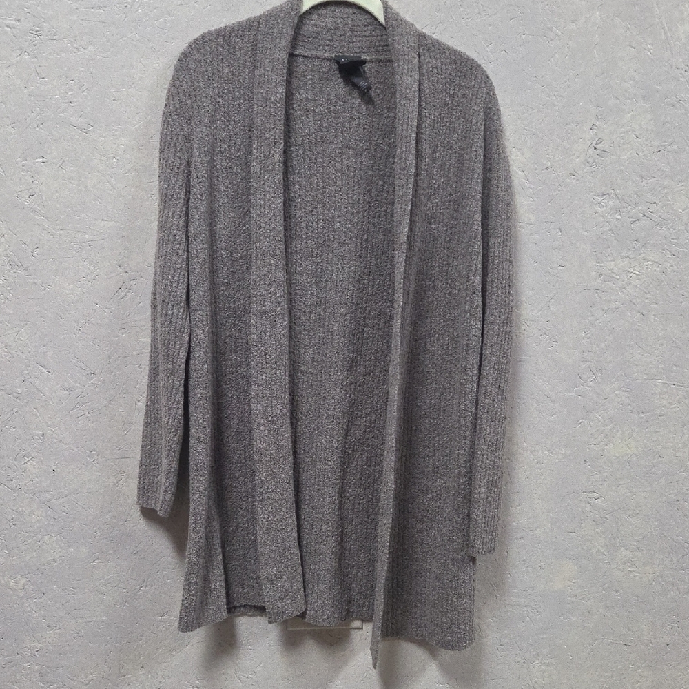 Eileen Fisher Taupe Open Front Wool Blend Cardigan Sweater Medium